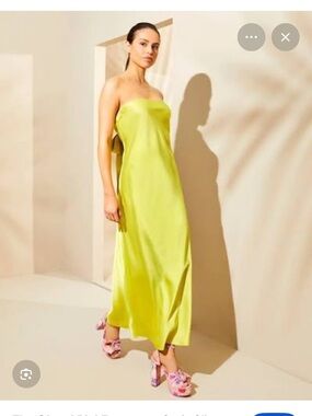 Gianni Bini Neon Yellow Satin Strapless Dress